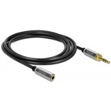 DeLOCK Klinkenverlängerungskabel 3,5mm 3Pin Stecker > Buchse schwarz, 2 Meter, mit 6,35mm Schraubadapter