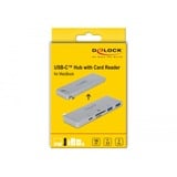 DeLOCK 3 Port Hub und 2 Slot Card Reader, Kartenleser silber, USB-C 3.2 Gen 1