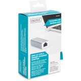Digitus USB 3.2 Gen 1 Adapter, USB-C Stecker > RJ-45 Buchse weiß/silber, 20cm, 10/100/1.000 Mbit/s