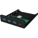 ICY BOX IB-HUB1418-i3, Frontpanel schwarz, 3x USB 3.0 Type-A, 1x USB Type-C