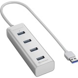 Sharkoon 4-Port USB 3.0 Aluminium Hub, USB-Hub silber