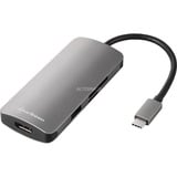 Sharkoon USB 3.0 Type C Multiport Adapter	, Dockingstation dunkelgrau, USB-C, HDMI, MicroSD, SD