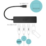 i-tec USB-C Slim Passive HUB 4 Port, USB-Hub schwarz