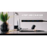 i-tec USB-C Slim Passive HUB 4 Port, USB-Hub schwarz
