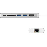 ICY BOX IB-DK4034-CPD, Dockingstation silber, USB-C, HDMI, USB, SD