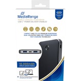 MediaRange  Powerbank 10.000 mAh schwarz/silber, Power Delivery Schnellladetechnologie