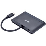 i-tec USB 3.2 Gen 1 Multiport-Hub, USB-C Stecker > 2x USB-A Buchse + HDMI Buchse, Adapter schwarz, 13cm, PD, Travel Adapter