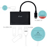 i-tec USB 3.2 Gen 1 Multiport-Hub, USB-C Stecker > 2x USB-A Buchse + HDMI Buchse, USB-Hub schwarz, 13cm, PD, Travel Adapter