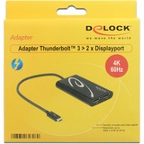 DeLOCK Adapter Thunderbolt 3 > 2x DisplayPort schwarz, 27cm