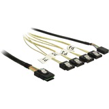 DeLOCK Adapterkabel Mini SAS SFF-8087 > 4x SATA 7 Pin Reverse schwarz, 1 Meter, mit Sideband