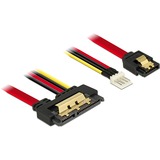 DeLOCK Adapterkabel SATA 7Pin + Floppy 4Pin > SATA 22Pin schwarz/rot, 30cm, 22Pin-Stecker gerade