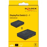 DeLOCK DisplayPort 2 - 1 Switch bidirectional 8K 30 Hz, DisplayPort Switch schwarz