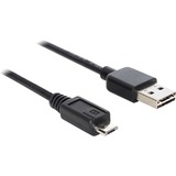 DeLOCK EASY-USB 2.0 Kabel, USB-A Stecker > Micro-USB Stecker schwarz, 1 Meter, USB-A Stecker beidseitig verwendbar