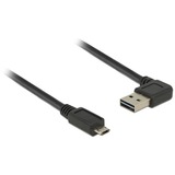 DeLOCK EASY-USB 2.0 Kabel, USB-A Stecker > Micro-USB Stecker 90° schwarz, 1 Meter, rechts / links abgewinkelt, beidseitig verwendbar