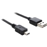 DeLOCK EASY-USB 2.0 Kabel, USB-A Stecker > Mini USB-B Stecker schwarz, 3 Meter, USB-A Stecker beidseitig verwendbar