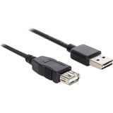 DeLOCK EASY-USB 2.0 Verlängerungskabel, USB-A Stecker > USB-A Buchse schwarz, 3 Meter, USB-A Stecker beidseitig verwendbar