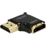 DeLOCK HDMI-A Stecker > HDMI-A Buchse 4K, Kabel schwarz, 90° abgewinkelt nach links