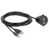 DeLOCK Kabel USB A + 3,5mm 4Pin Klinke Stecker > Einbaubuchse USB A + 3,5mm 4Pin Klinkenbuchse schwarz, 2 Meter
