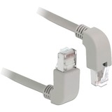 DeLOCK Patchkabel RJ45 Cat.6a S/FTP grau, 50cm, gewinkelte Stecker 1x oben, 1x unten