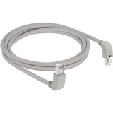 DeLOCK Patchkabel RJ45 Cat.6a S/FTP grau, 2 Meter, gewinkelte Stecker 1x oben, 1x unten