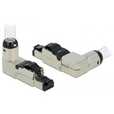 DeLOCK RJ-45 Stecker feldkonfektionierbar, Cat.6a abgewinkelt, Steckdose 1 Stück, Metallgehäuse