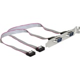 DeLOCK Slotblech 2x Seriell intern > 2x Seriell extern, Kabel grau, Standard Slotblende