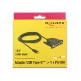 DeLOCK USB 2.0 Adapterkabel, USB-C Stecker > Parallel DB25 Buchse schwarz, 1,8 Meter