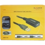 DeLOCK USB 2.0 Aktivverlängerungskabel, USB-A Stecker > USB-A Buchse schwarz, 20 Meter