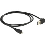 DeLOCK USB 2.0 Kabel, USB-A Stecker 90° > Micro-USB Stecker schwarz, 1 Meter, nach oben / unten abgewinkelt