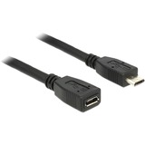 DeLOCK USB 2.0 Verlängerungskabel, Micro-USB Stecker > Micro-USB Buchse schwarz, 1 Meter