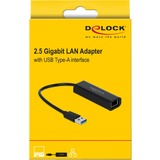 DeLOCK USB 3.2 Gen 1 Adapter, USB-A Stecker > RJ-45 Buchse schwarz, 15cm, 2,5 Gigabit LAN