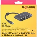 DeLOCK USB 3.2 Gen 1 Adapter, USB-C Stecker > USB-A + USB-C + HDMI-Buchse schwarz, 20cm, PD