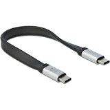 DeLOCK USB 3.2 Gen 2 Flachbandkabel C > USB-C, PD 3 A E-Marker schwarz/silber, 22cm