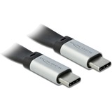 DeLOCK USB 3.2 Gen 2 Flachbandkabel C > USB-C, PD 3 A E-Marker schwarz/silber, 22cm