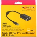 DeLOCK USB Adapter, USB-C Stecker > Mini DisplayPort 4K Buchse dunkelgrau, 20cm, PD, Laden mit bis zu 60 Watt
