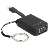DeLOCK USB Adapter, USB-C Stecker > VGA Buchse schwarz, Schlüsselanhänger, Stecker einklappbar