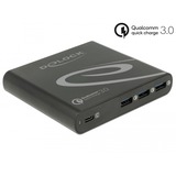 DeLOCK USB Ladegerät 1x USB-C PD 85 W + 3x USB-A schwarz, PD 85 Watt, Qualcomm Quick Charge 3.0