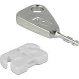 DeLOCK USB Port Blocker Set für USB-A Buchse, Einsteckschloss weiß/silber, 5x USB Port Blocker, 2x Schlüssel