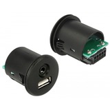 DeLOCK USB Verlängerungskabel, USB A + 3,5mm Klinkenstecker > USB A + 3,5mm Klinkenbuchse schwarz, 1,5 Meter, mit Einbaubuchse