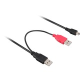 DeLOCK USB Y-Kabel 2x Stecker A > Stecker mini-USB schwarz/rot, 1 Meter
