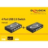 DeLOCK Umschalter USB 2.0 4 Port manuell, USB-Umschalter 