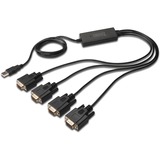 Digitus Adapter USB > 4x Seriell RS232 schwarz, 1,5 Meter