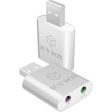 ICY BOX USB 2.0 Adapter, USB-A Stecker > 3,5mm 3Pin + 3,5mm 2Pin Klinkenbuchse silber