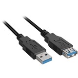 Sharkoon Kabel USB 3.0-Verlängerung, Verlängerungskabel schwarz, 3 Meter