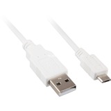 Sharkoon USB 2.0 Kabel, USB-A Stecker > Micro-USB Stecker weiß, 0,5 Meter