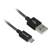 Sharkoon USB 2.0 Kabel, USB-A Stecker > Micro-USB Stecker schwarz/grau, 0,5 Meter, gesleevt