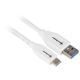Sharkoon USB 3.2 Gen 2 Kabel, USB-A Stecker > USB-C Stecker weiß, 1 Meter