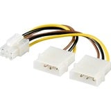 goobay Internes PC-Stromkabel 2x 5,25-Stecker auf PCI Express 6-pin schwarz/gelb, 15 cm