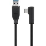 goobay USB 3.2 Gen 1 Kabel, USB-A Stecker > USB-C Stecker 90° schwarz, 3 Meter, rechts / links abgewinkelt
