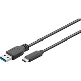 goobay USB-A 3.0 Stecker > USB-C Stecker reversible, Kabel schwarz, 50cm